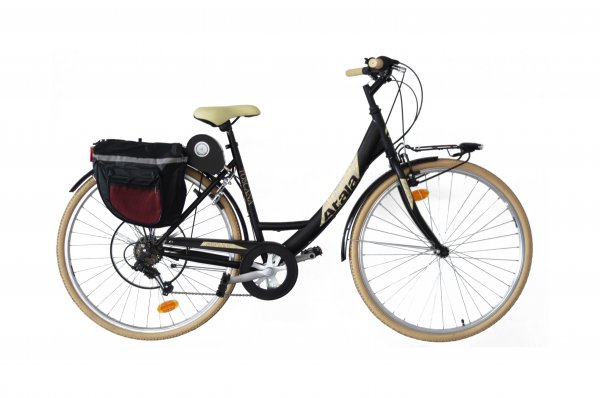 E-bike con sistema di trasmissione del moto motore-ruota con cinghia in gomma a nervature longitudinali 
